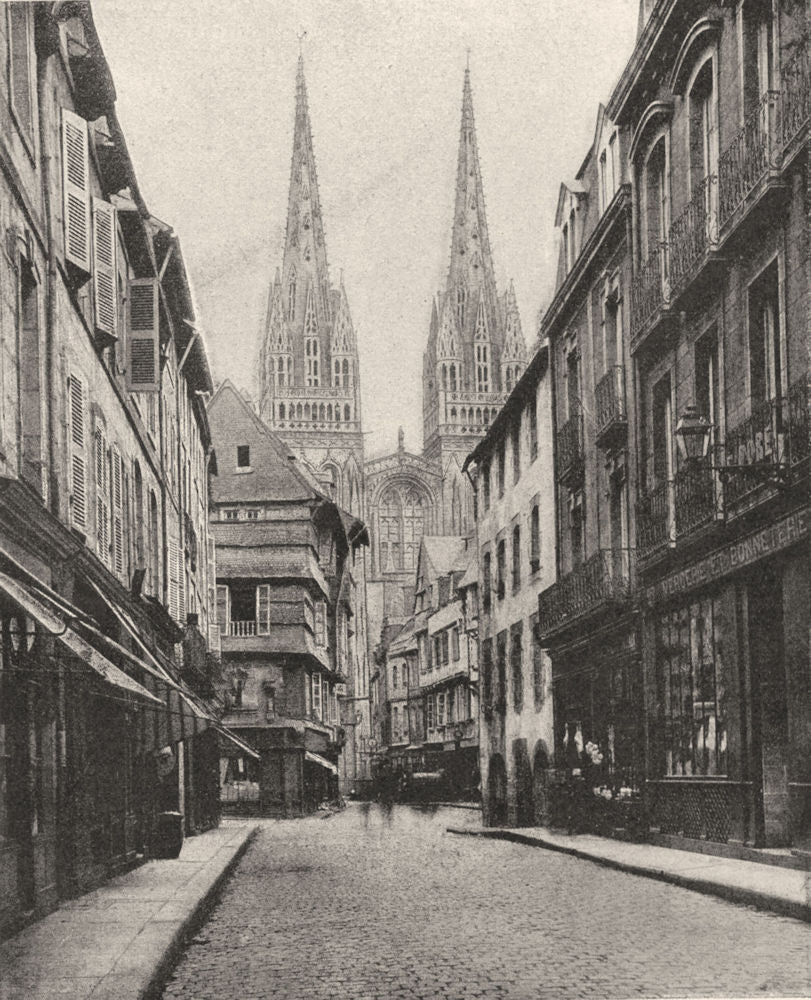 FINISTÈRE. La rue Kéréon, à Quimper. SMALL. 1903 old antique print picture